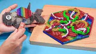 Magnetic Fish - DIY Makes Colorful Pizza - Magnet Stop Motion & Satisfying video