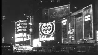 View of Fifth Avenue and Times Square at night HD Stock Footage