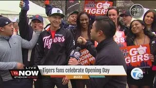 Tigers fans celebrate Opening Day win