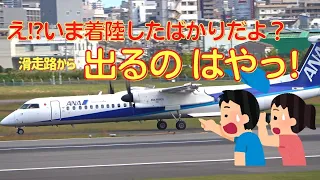 【大阪伊丹空港】え!?いま着陸したばかりだよ？　滑走路から出るの はやっ!