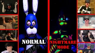 Youtubers REACTION to Repairing BONNIE in NORMAL Mode VS NIGHTMARE MODE | FNAF VR Help Wanted