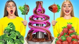 Chocolate Fountain Fondue ChallengelEdible Battle by Multi DO Challenge in hindi