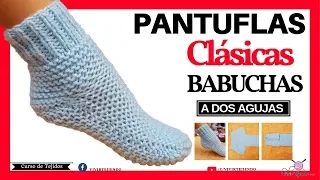 ✅ Slippers and Slippers with Two Needles Punto Santa Clara | Chopsticks