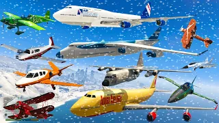 GTA V: Every Airplanes Winter Snowy Best Extreme Longer Crash and Fail Compilation (60FPS)