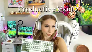 productive vlog | ikea, setup upgrades, & building my matcha keyboard