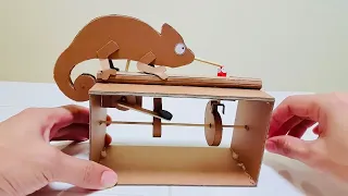 How to make automata toy from cardboard (DIY  Chameleon) / 박스로 카멜레온 오토마타 만들기 / オートマタ/ Among Us