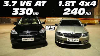 ГОНКА!!! Infiniti EX37 vs OCTAVIA A7 1.8T 4x4 Stage 2 ГОНКА!!!