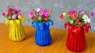 Amazing Basket Flower Pot from Recycled Plastic Bottle | DIY Moss Rose Vase