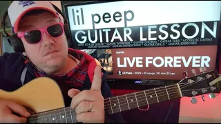 How To Play live forever - Lil Peep Guitar Tutorial (Beginner Lesson!)