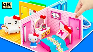 How To Make Hello Kitty Happy House with 4 Color Rooms from Cardboard, Clay ❤️ DIY Miniature House