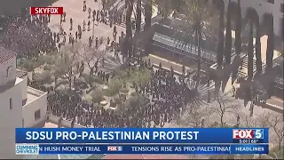 San Diego State University students walk out of class in pro-Palestine protes