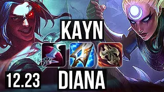KAYN vs DIANA (JNG) | 6 solo kills, 1.3M mastery, Godlike | EUW Diamond | 12.23