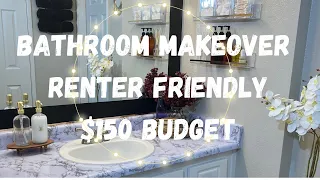 Renter Friendly Bathroom Makeover | Five Below, Amazon and Dollar Tree Supplies! #diy #makeover