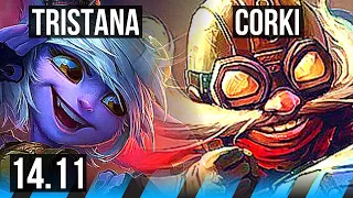 TRISTANA vs CORKI (MID) | Rank 10 Trist, 7/2/3 | KR Challenger | 14.11