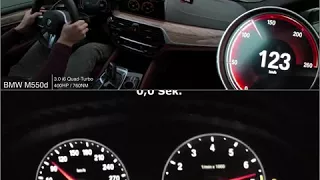 BMW M550d vs M5 F10 0-200km/h Launch Control