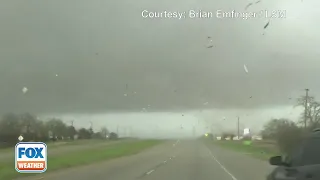 Truck drives through tornado in central Texas