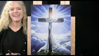 HEAVENLY CROSS-Learn How to Draw and Paint with Acrylics-Fun Paint and Sip at Home Painting Lesson