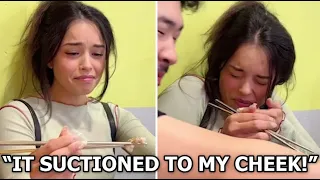 Valkyrae Eats LIVE SQUIRMING Octopus for the First Time, and It FIGHTS Her Back!