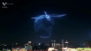 Night In China #Amazing Drone Magical Holographic Light Show in China