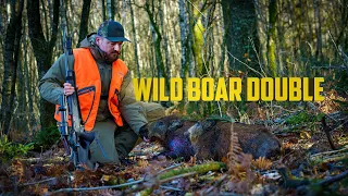 Double wild boar on the driven hunt