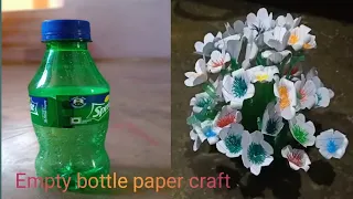 Paper flowers guldasta made with empty plastic bottle #paper ka guldasta