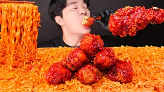 ASMR MUKBANG | FRIED CHICKEN & CARBO SPICY NOODLES EATING SOUNDS 까르보 불닭볶음면 & BBQ 양념치킨🍗 리얼사운드 먹방