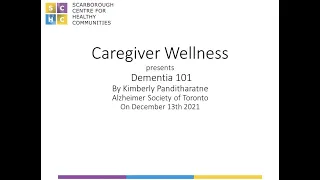 Dementia 101 for Family caregivers in English