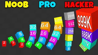 NOOB vs PRO vs HACKER - Cube Arena 2048 (Merge Numbers)