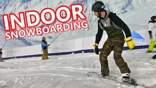 FIRST EVER INDOOR SNOWBOARDING + TRAVEL VLOG