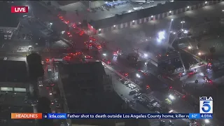 Crews respond to massive blaze at downtown Los Angeles building