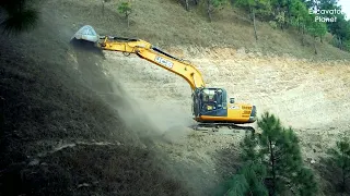 JCB Excavator making new road on hilly mountain | JCB making narrow road | JCB videos | Excavator