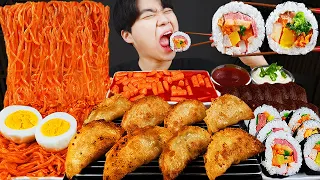 ASMR MUKBANG | Fire noodle, gimbap, tteokbokki, fried dumplings recipe ! eating