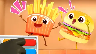 Гамбургер🍔 и картофель фри🍟 | Панда Кики | Детская песенка | Серия вкусной еды | BabyBus