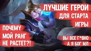 ЛУЧШИЕ ГЕРОИ  MOBILE LEGENDS  ДЛЯ СТАРТА  ПОЧЕМУ МОЙ РАНГ НЕ РАСТЕТ