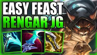 RENGAR JUNGLE ABSOLUTELY FEASTS IN SOLO Q GAMES! - Best Build/Runes S+ Guide - League of Legends