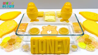 YELLOW SLIME | Mixing Random Cute Shiny Yellow Things Into Slime #asmr #honey