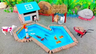 Diy Farm Diorama with House for cow,pig | cow_shed | mini hand pump | Supply Water for animals