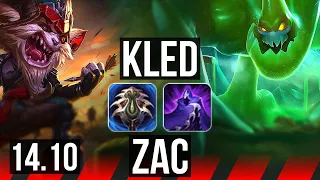 KLED vs ZAC (TOP) | 9/0/10, Rank 2 Kled, Legendary | KR Challenger | 14.10