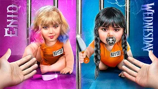 Wednesday Addams and Enid in Jail! Chucky Doll in Real Life! Extreme Jail Makeover!