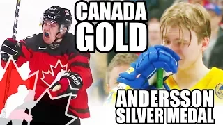 Team Canada Wins Gold @ World Juniors! VS Team Sweden 3-1 - Lias Andersson Throws Medal Into Crowd