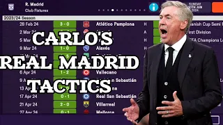 ANCELOTTI'S UNBEATABLE TACTICS REAL MADRID || BEST FM24 MOBILE TACTICS (QUADRUPLE)