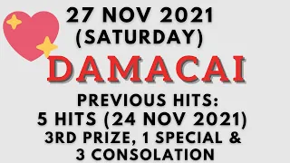 Foddy Nujum Prediction for DaMaCai - 27 November 2021 (Saturday)