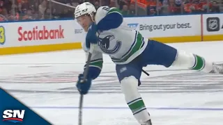 Canucks' Brock Boeser Stuns Oilers Home Crowd With Back-To-Back First-Period Goals