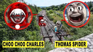 DRONE CATCHES CHOO-CHOO CHARLES VS THOMAS THE TANK SPIDER AT ABANDONED TRAIN STATION