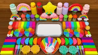 RAINBOW UNICORN !!!  Mixing random into GLOSSY slime !!! 257 Satisfying  Video!!!