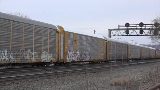 EBD Norfolk Southern SD60M #6784  mixed freight train @ Leetsdale, PA  3/13/17