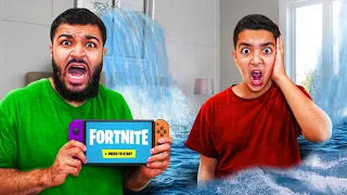 My Little Brother FLOODED Our House! (FORTNITE!)