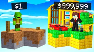 Mikey $1 vs JJ $999,999 SKYBLOCK Survival Battle in Minecraft (Maizen)