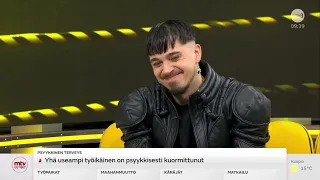 Käärijä in MTV3 morning TV show interview 17.5.23 (ENG SUB)