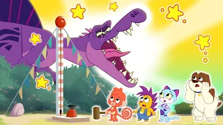 Club Baboo is playing the High Striker game at the fun fair | Spinosaurus | Learn Dino Names TRex